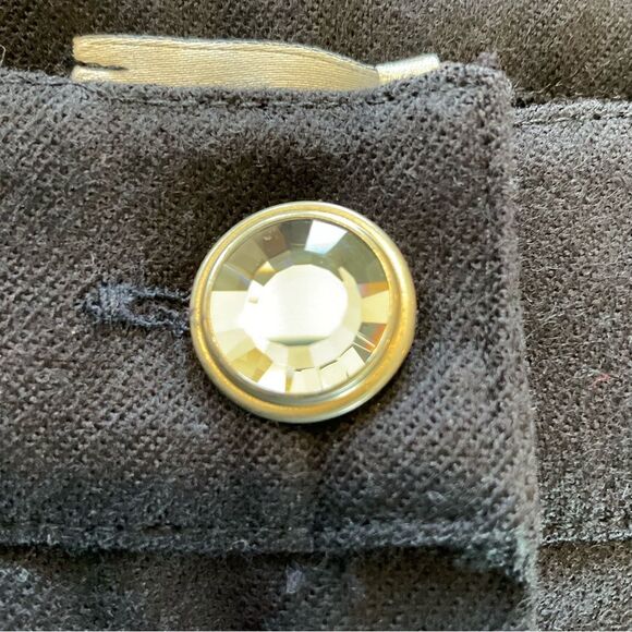 NWT VDP Club Lambs Wool Trouser Pants Women’s S Navy Rhinestone Logo Ankle ITALY - Picture 4 of 13